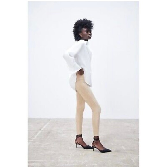 NWT Zara Faux Suede Leggings - Picture 2 of 5